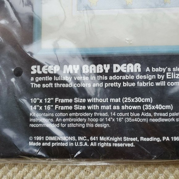 1991 Dimensions Counted Cross Stitch Prayer Sleep My Baby Dear New Sealed 1991 - Picture 2 of 5
